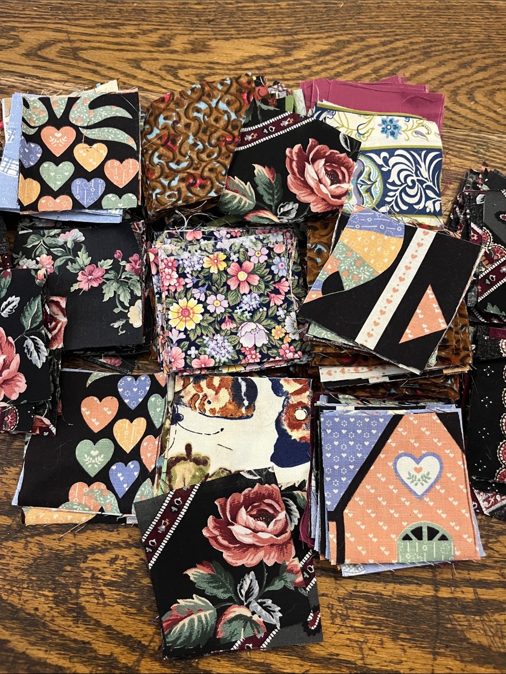 Assorted Floral and Patterned Quilting Fabric Squares - Multi Color